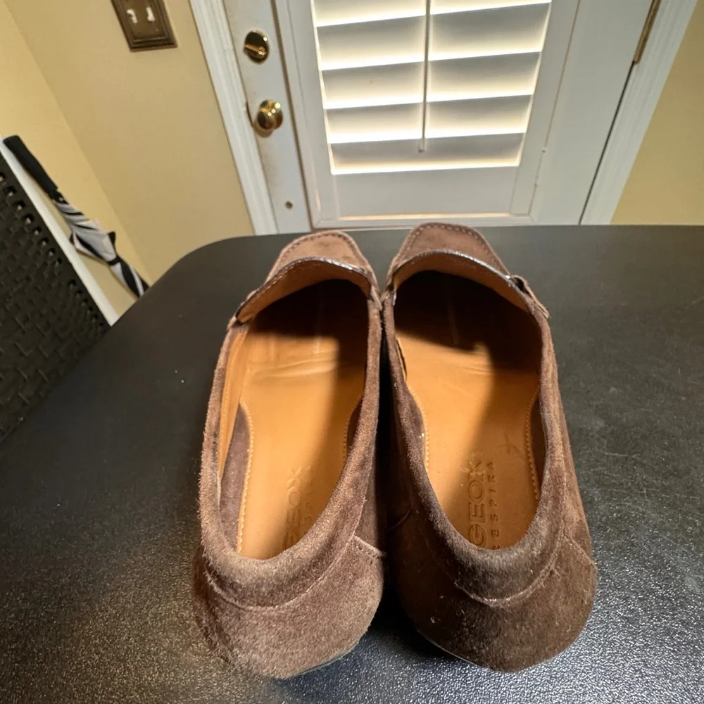 Geox size 37 horsebit leather driving loafers with rhinestones brown